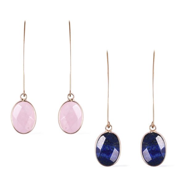 Jewelry - ROSE QUARTZ & LAPIS LAZULI EARRINGS 2 PAIR NWT